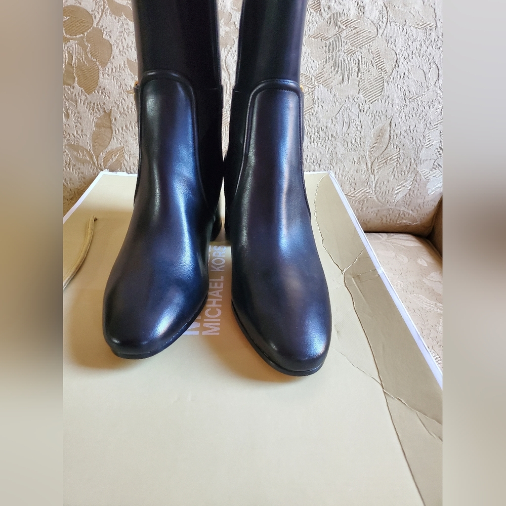 Michael Kors Carmen Leather Riding Boots/Black - Picture 8 of 14
